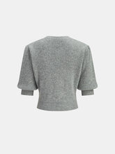 Wool Blend Short Sleeve Bow Knit Top